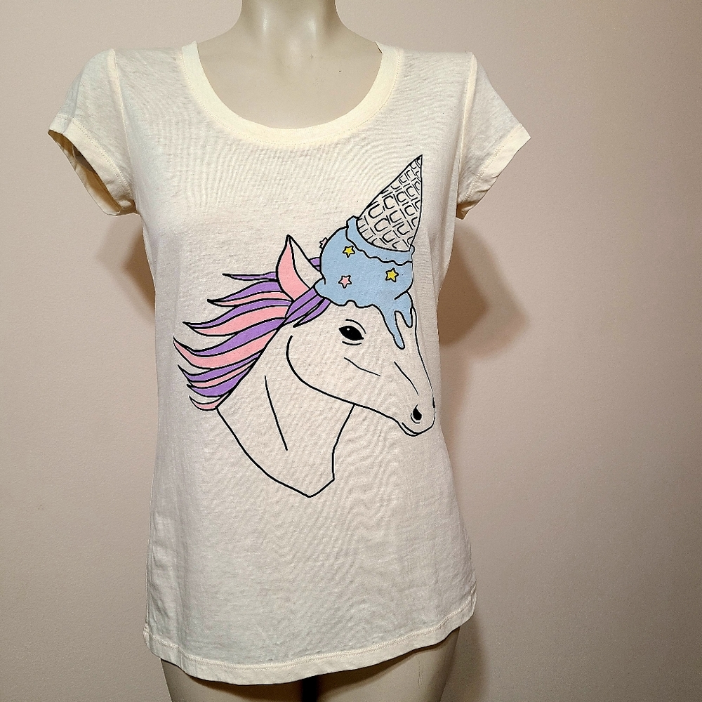 Unicorn ice cream cone cream tee